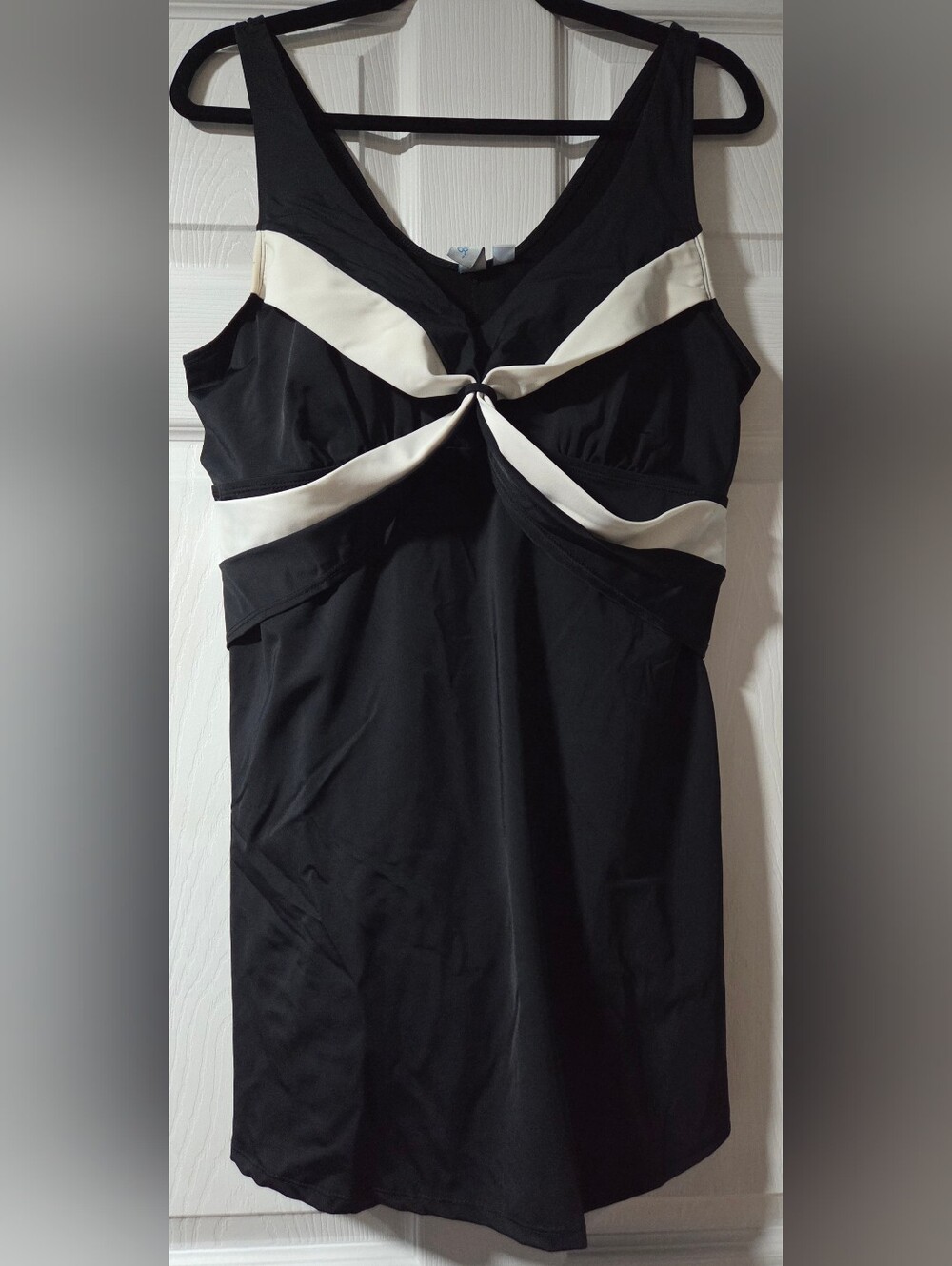 Black & White Twist-Front One-Piece Swimsuit